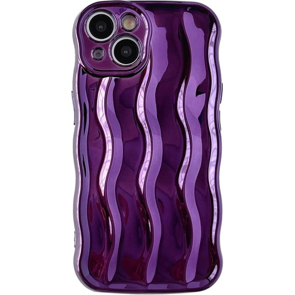 for iPhone 15 Case,Water Ripple Pattern Curly Wave Frame Soft Compatible with iPhone Case (Light Purple,iPhone 15)