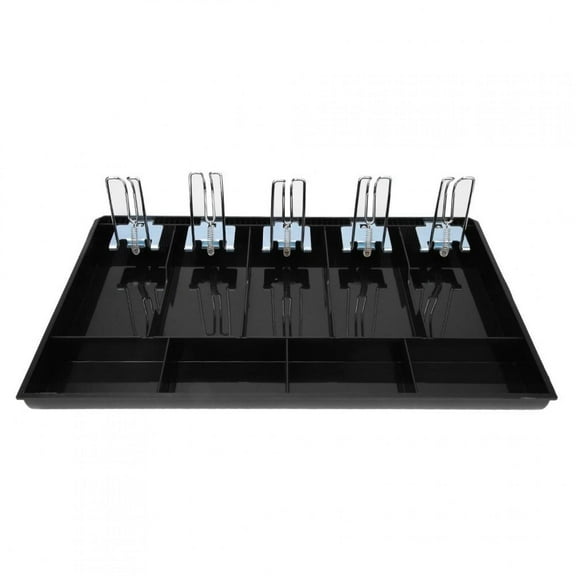 Tebru Cash Tray, ABS Material Tray with Metal Clip Cash Drawer Register Five Compartment Currency Storage Box, Currency Storage Box