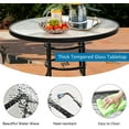 thumbnail image 5 of KOTEK 32'' Patio Table with Umbrella Hole, Outdoor Bistro Table w/Tempered Glass Top & Sturdy Metal Frame, Round Patio Dining Table Coffee Table for Garden, Balcony, Poolside, 5 of 8