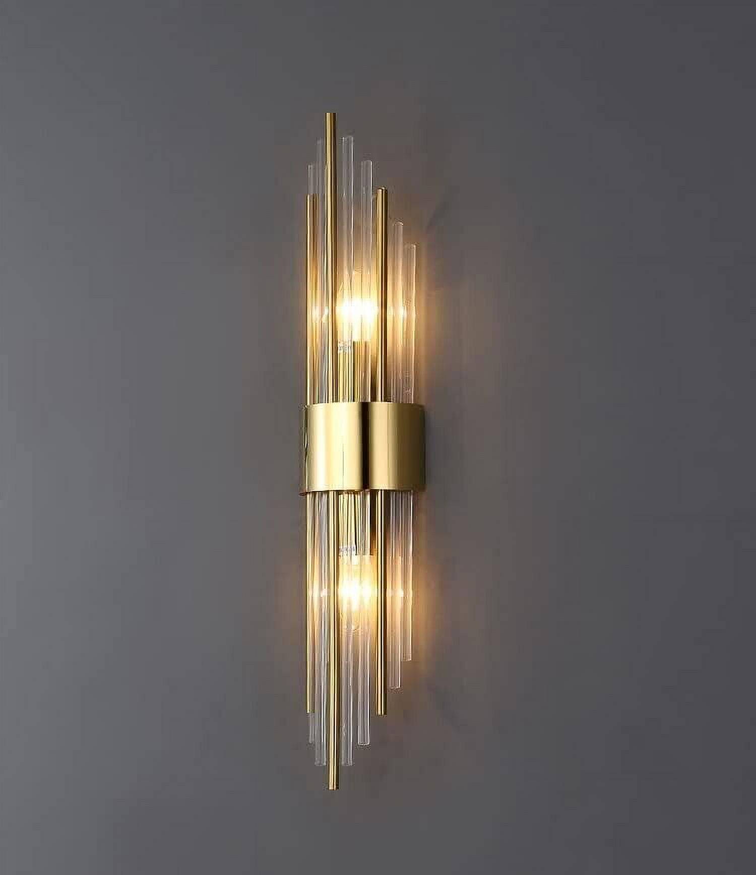 Moose 2-Light Modern Brushed Titanium Gold Wall Sconce with Clear Glass Shades