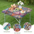 thumbnail image 4 of Multicolor Ethnic Geometric Pattern Square Fitted Tablecloth with Elastic Edge,Square Table Cover,Washable Elastic Table Cover for Home Kitchen Party Decor 34"x34", 4 of 6