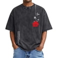 thumbnail image 2 of Washed Vintage T Shirts for Men 2026 Summer Casual Short Sleeve Crewneck Rose Flower Graphic Tees, 2 of 4