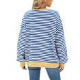 thumbnail image 2 of TEMOFON Womens Fall Tops Crewneck Oversized Sweatshirt Striped Color Block Tops Casual Long Sleeve Shirts Loose Pullover Sweaters Trendy T Shirts, 2 of 6