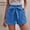 S-Blue, variant on Women'S Shorts Shorts For Bowknot Belted Elastic High Waisted Shorts Summer Beach Shorts For With Pockets Basic Clothes S M Blue