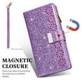 thumbnail image 2 of Dteck Galaxy S21 Ultra Wallet Case, Bling Sparkle Glitter PU Leather Magnetic Flip Case with Credit Card Slots/Hand Strap for Samsung Galaxy S21 Ultra, Purple, 2 of 5