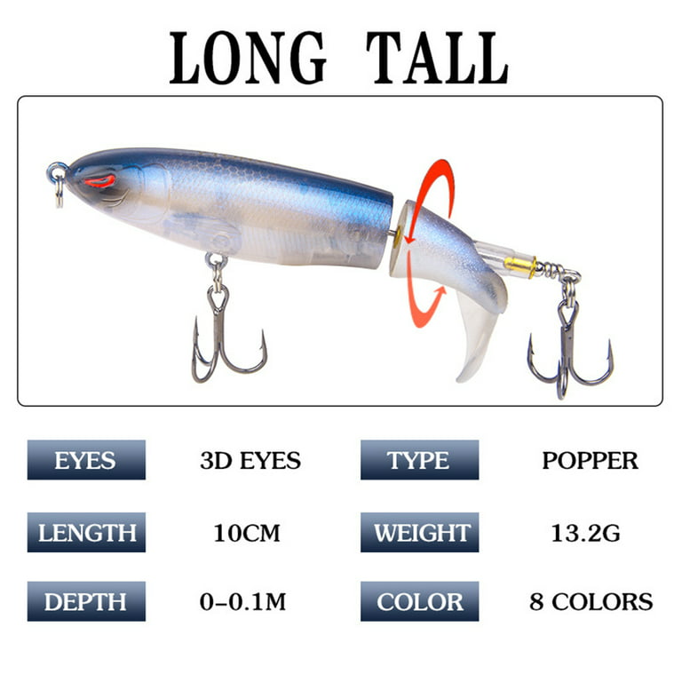 Floating Whopper Popper Fishing Lure Soft Rotating Tail Artificial  Propeller Hard Bait Fishing Tackle 13g (blood Groove Hook)