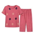 thumbnail image 2 of Herrnalise Womens Cotton Pajama Set,2 Piece Traditonal Prints Lounge Outfit Sleepwear Set Crew Neck T-Shirt Capri Pant With Pockets Ladies Pjs Set Mothers Day Gifts for wife, 2 of 3