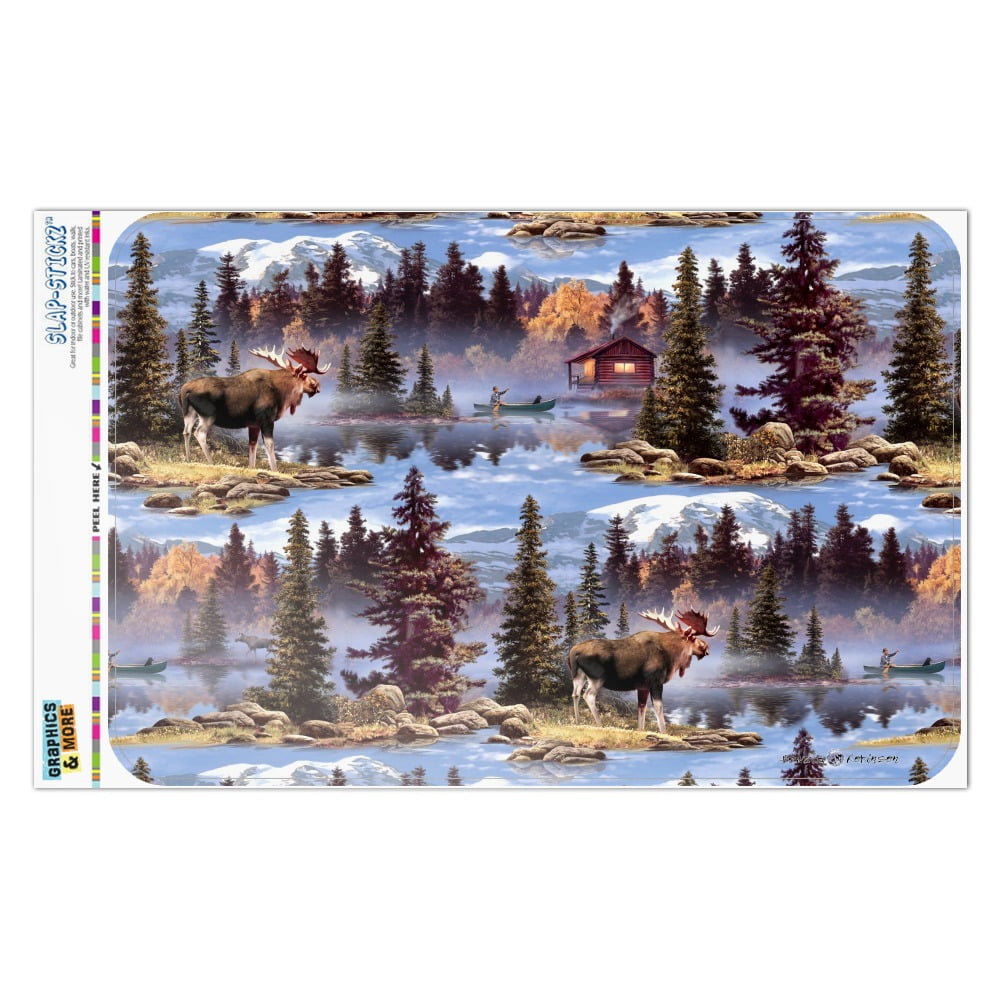 Moose Cabin Forest Woods Canoe Pattern Home Business Office Sign 