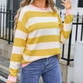 thumbnail image 2 of DondPO Womens Tops Women's 2024 Fall Winter Long Sleeve Knit Sweater Crew Neck Striped Loose Oversized Warm Soft Pullover Tops Casual Blouse Top Sweatshirt for Women Yellow L, 2 of 7