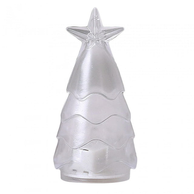 Christmas Tree Flameless Candle Table Centerpiece Decorative Desktop Ornament for Christmas Decoration Parties Holiday Decor C