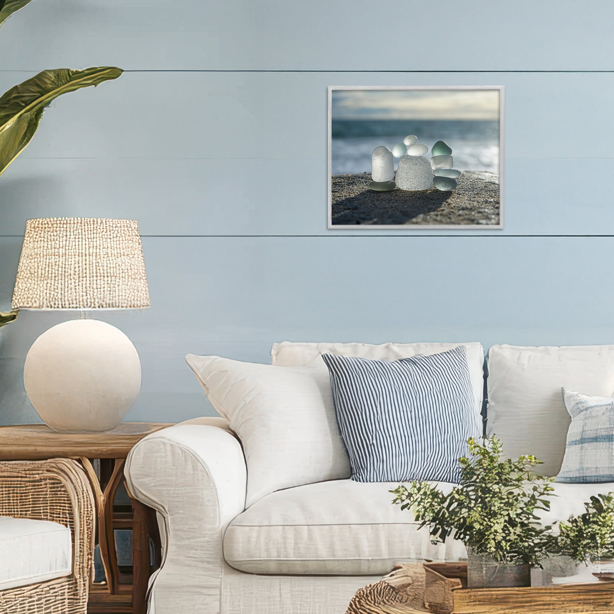 Stupell Industries Balancing Sea Glass Pebbles Gray Framed Giclee Art, design by LMarie Allen