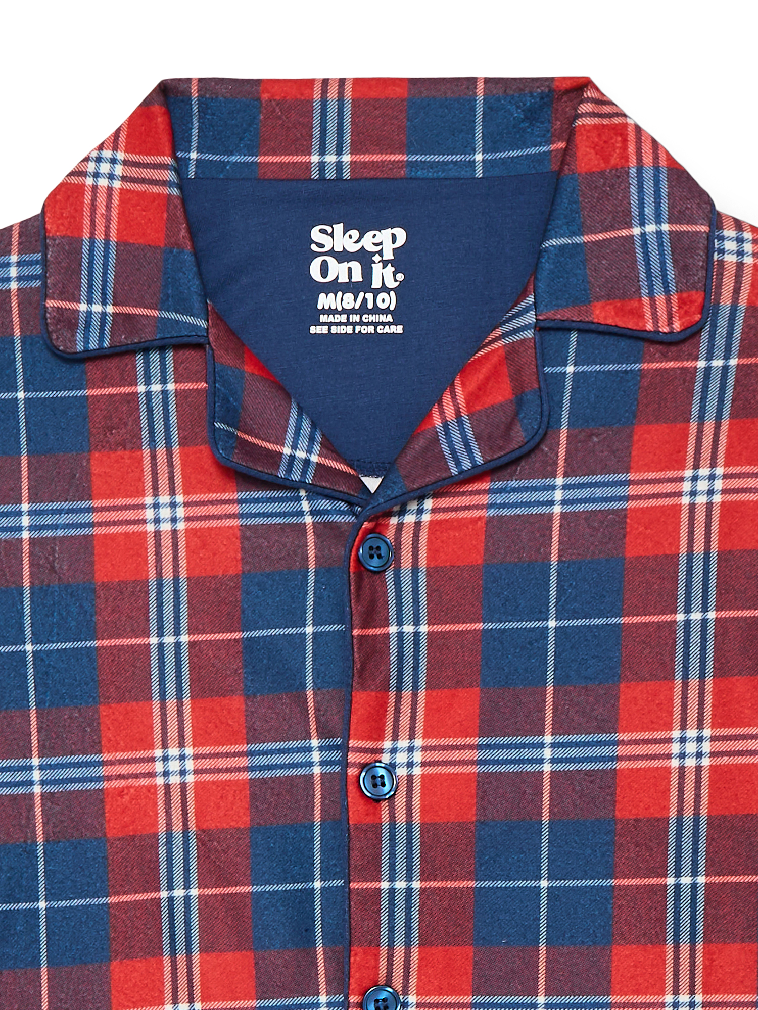 Sleep On It Boys Long Sleeve Button Down Top and Pants Pajama Set, 2-Piece, Sizes 6-14
