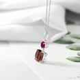 thumbnail image 4 of Gem Stone King 925 Sterling Silver Red Tiger Eye and Red Created Ruby Pendant Necklace for Women (4.50 Cttw, Gemstone Birthstone, Cushion 10MM, Round 6MM), 4 of 4