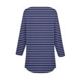 thumbnail image 5 of YUGYXL Casual Henley Shirts for Women Three Quarter Sleeve Tshirts Trendy Striped Blouses Tops Ladies Tunics Tees Dark Blue M, 5 of 5