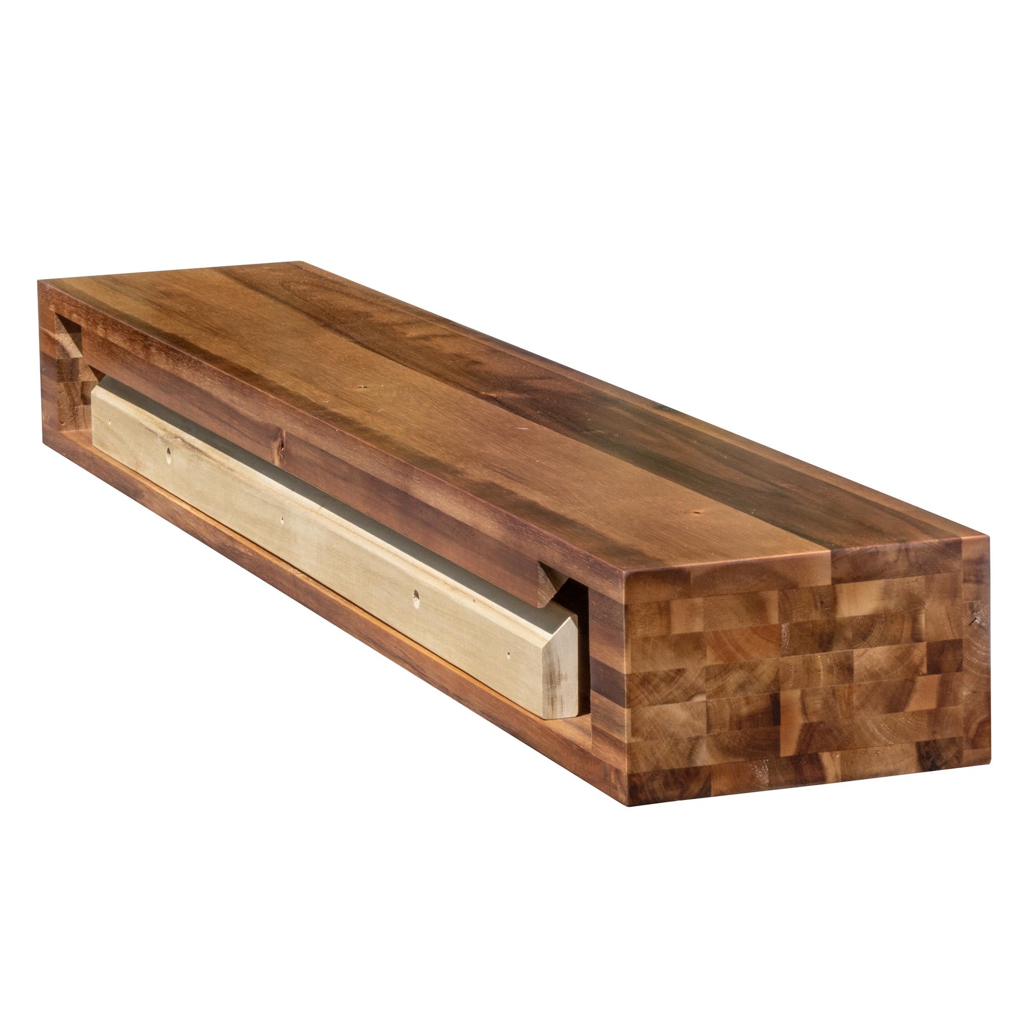 Tablette de foyer de 60 po en bois d'acacia fini lustré