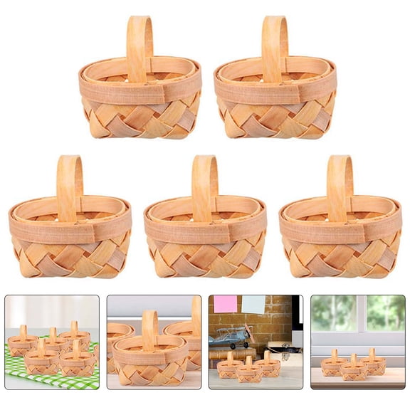 5Pcs Wedding Handmade Woven Candy Baskets Decorative Mini Gift Baskets