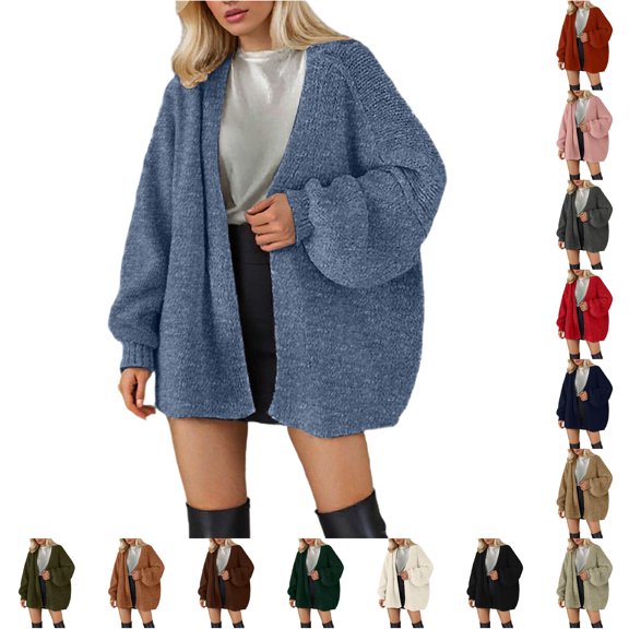 HCYSFG Womens Oversized Cardigan Sweater Open Front Long Sleeve Drop Shoulder Loose Fit Textured Knit Everyday Layering Tops