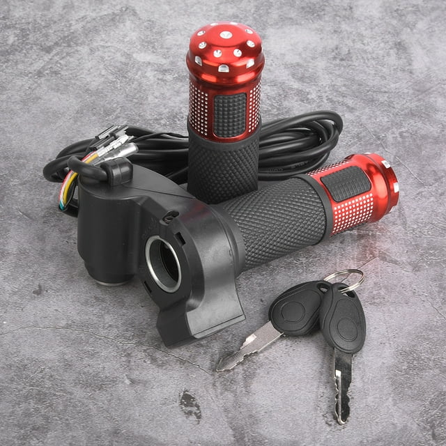 Accélérateur à Poignée pour Vélo Électrique, Accélérateur en Plastique Affiché en Temps Réel Tourner Dc0.8v-4.2v avec Accélérateur à Poignée pour Vélo Électrique Rouge, Argent