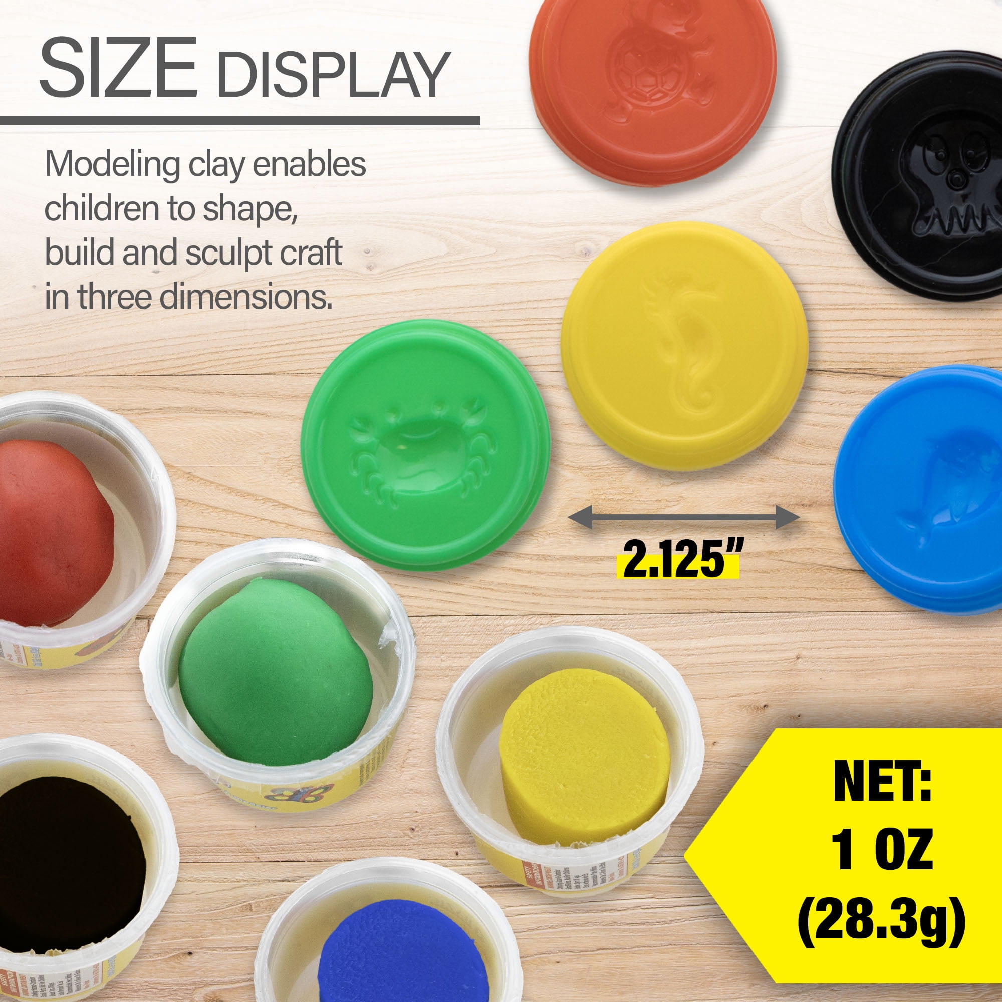 BAZIC Modeling Dough 1 Oz, 5 Primary Colors, Non Toxic with Mold Caps, 36-Pack