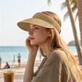 thumbnail image 4 of PRINxy Women's Roll-Up Wide Brim Straw Sun Visor Hat, Lightweight Portable UV Protection Hat for Summer Beach Hiking Activities Khaki, 4 of 7