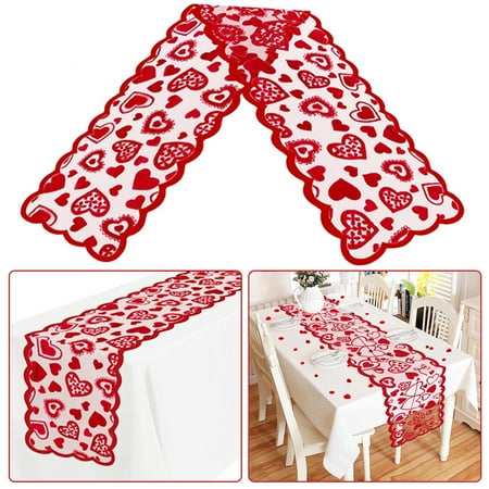 

XM Culture Heart Pattern Table Runner Placemat Wedding Party Valentine Gift Home Desk Cloth