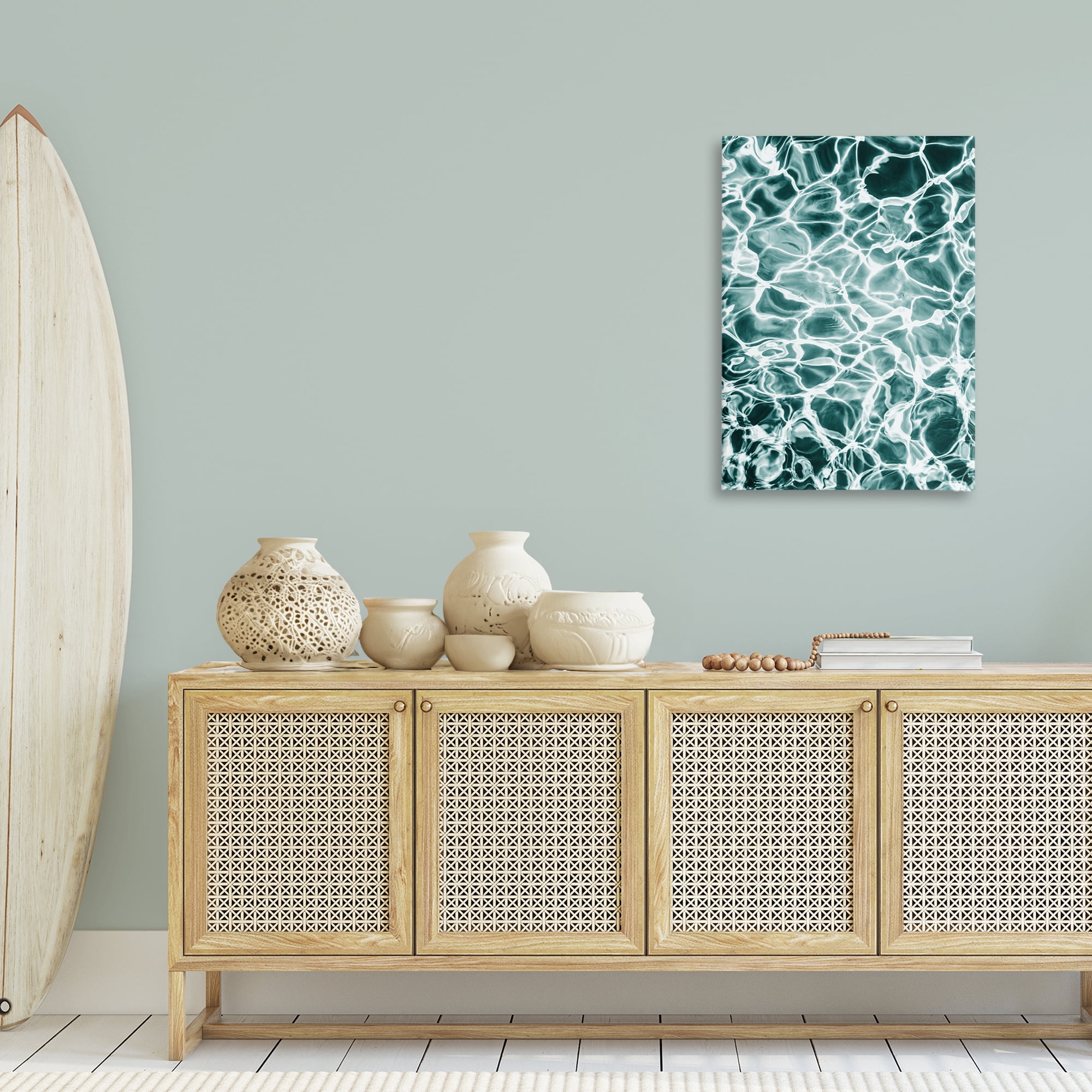 Stupell Industries Aqua Ripple Pattern Coastal Painting Gallery Wrapped Canvas Art Print Wall Art, 24 x 36