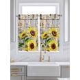 thumbnail image 2 of Tier Curtains 45 Inches Long, Sunflowers Window Treatment Curtain Drapes, Botanical Floral Farmhouse Retro Wood Grain Small Curtain Drapes for Bathroom Laundry Room, 27.5"x45", 2 Panels, 2 of 7