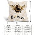 thumbnail image 5 of Summer Bee Pillow Covers 16x16 Inch Bee Happy Throw Pillow Covers Farmhouse Bee Kind Decorative Pillowcase Linen Cushion Cover for Home Couch Sofa Patio Bedroom Livingroom Set of 2, 5 of 6