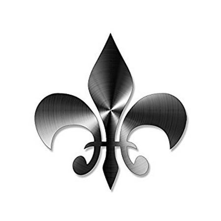 Stainless Steel Look: Fleur De Lis Shaped Sticker Decal (NON-Reflective vinyl new orleans) Size: 4 x 4 inch