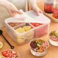 thumbnail image 2 of Fmxomd 1Pack Divided Veggie Tray with Lid 4 Compartment Stackable Serving Tray Portable Snackle Box Stackable Travel Snack Platters Charcuterie Food Storage Containers for Fruit,Vegetable,Salad, 2 of 9