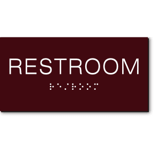 

California RESTROOM Text Wall Sign-Brown / White (2 Units)