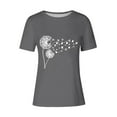 thumbnail image 4 of Tops de Ajuste Suelto para las Mujeres Sudadera Casual Impresa Manga Corta Cuello Redondo Superior, Poliéster, 4 of 4