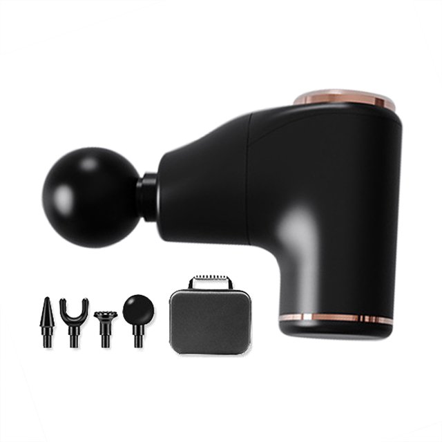Mini pistola de masaje portátil y recargable, masajeador muscular profundo, alivio del dolor, pistola de masaje eléctrica con 3 modos y 4 cabezales de masaje para gimnasio, oficina y hogar.