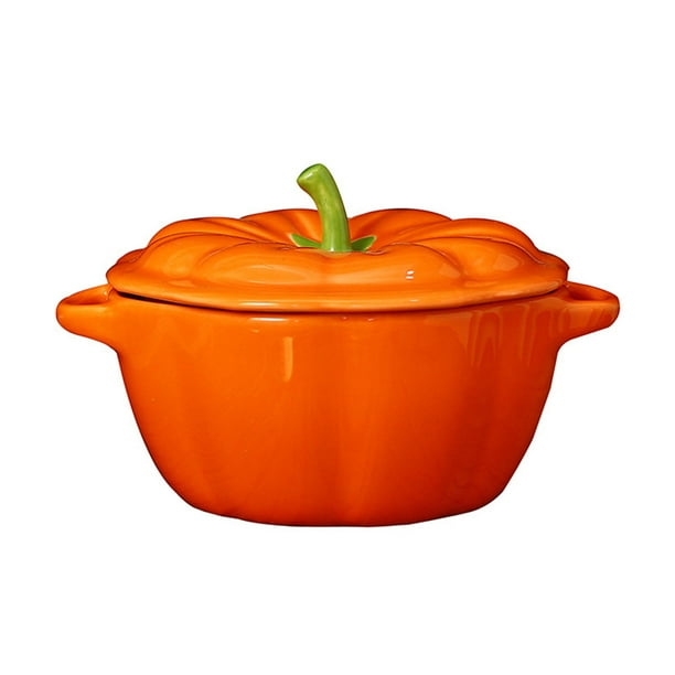 1 cuenco de cerámica para comida, multiusos, creativo, con forma de calabaza.