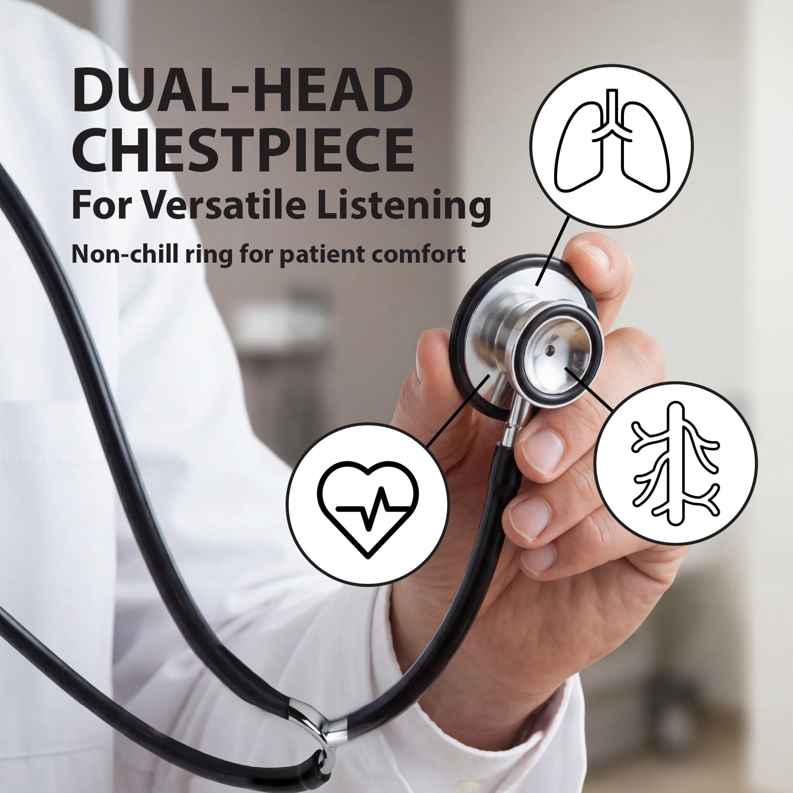 Veridian Healthcare Teaching/Training Aluminum Dual-Head Stethoscope
