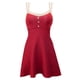 thumbnail image 2 of Casual Solapa Plisada Botones De Correa De Espagueti De Moda Casual Para Mujer Vino m Hugo  Mini vestido corto, 2 of 10