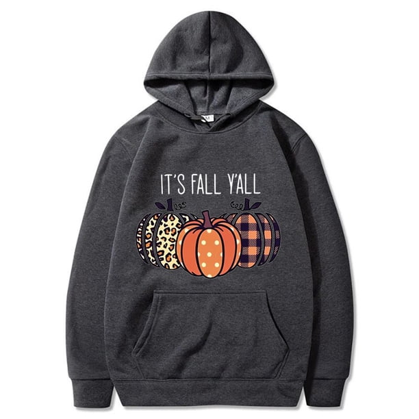 YRYT-Sudadera con capucha para mujer, suéter térmico de manga larga con cordón, estampado de calabaza de Halloween, Vintage, hombros caídos