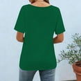 thumbnail image 4 of Qtocio T-Shirts pour Femmes, Mode Ample Décontractée T-Shirts Côtelés Été Couleur Unie Col Rond Manches Courtes Chemises Confortables, 4 of 5