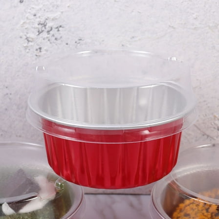 LOLIPPYY 10Pcs Dessert Cups in Aluminum Foil Heat Resistant Pastry Cups for Cookouts and Weddings Red