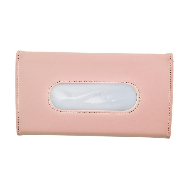 Porta pañuelos para visera de coche | Diseño de cuero y cristal | Dispensador de pañuelos colgante para techo, respaldo o puerta | Tamaño compacto: 23 x 13 x 2 cm | Incluye 2 clips