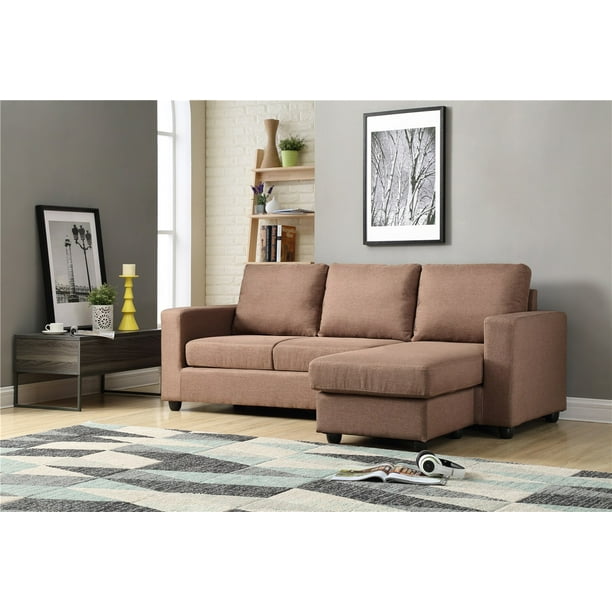 Nathaniel Home Alexandra Small Space Convertible Sectional, Brown