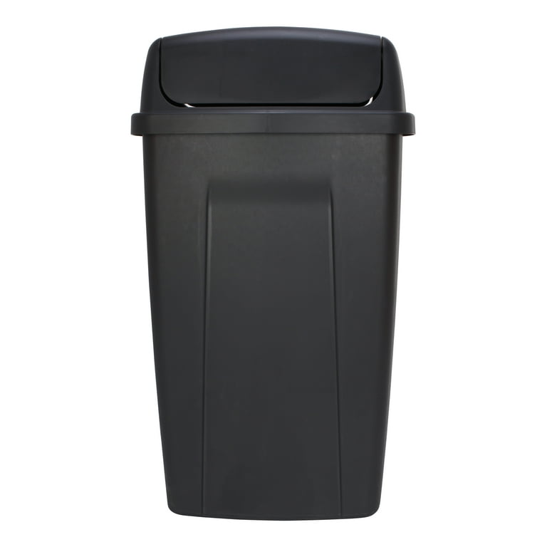 Swing-Top 16.5 gal. Black/Nickel Kitchen Trash Large, Garbage Can for Indoor or Outdoor Use