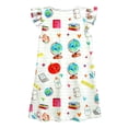 thumbnail image 6 of LILIYA Little Girls A-Line Dress Back to School School Cartoon Print Dress Floral Dress Cute Flutter Sleeve Lightweight Casual Summer Outfits Party Dress for Girls 1st 2nd 3rd Grade, 6 of 6