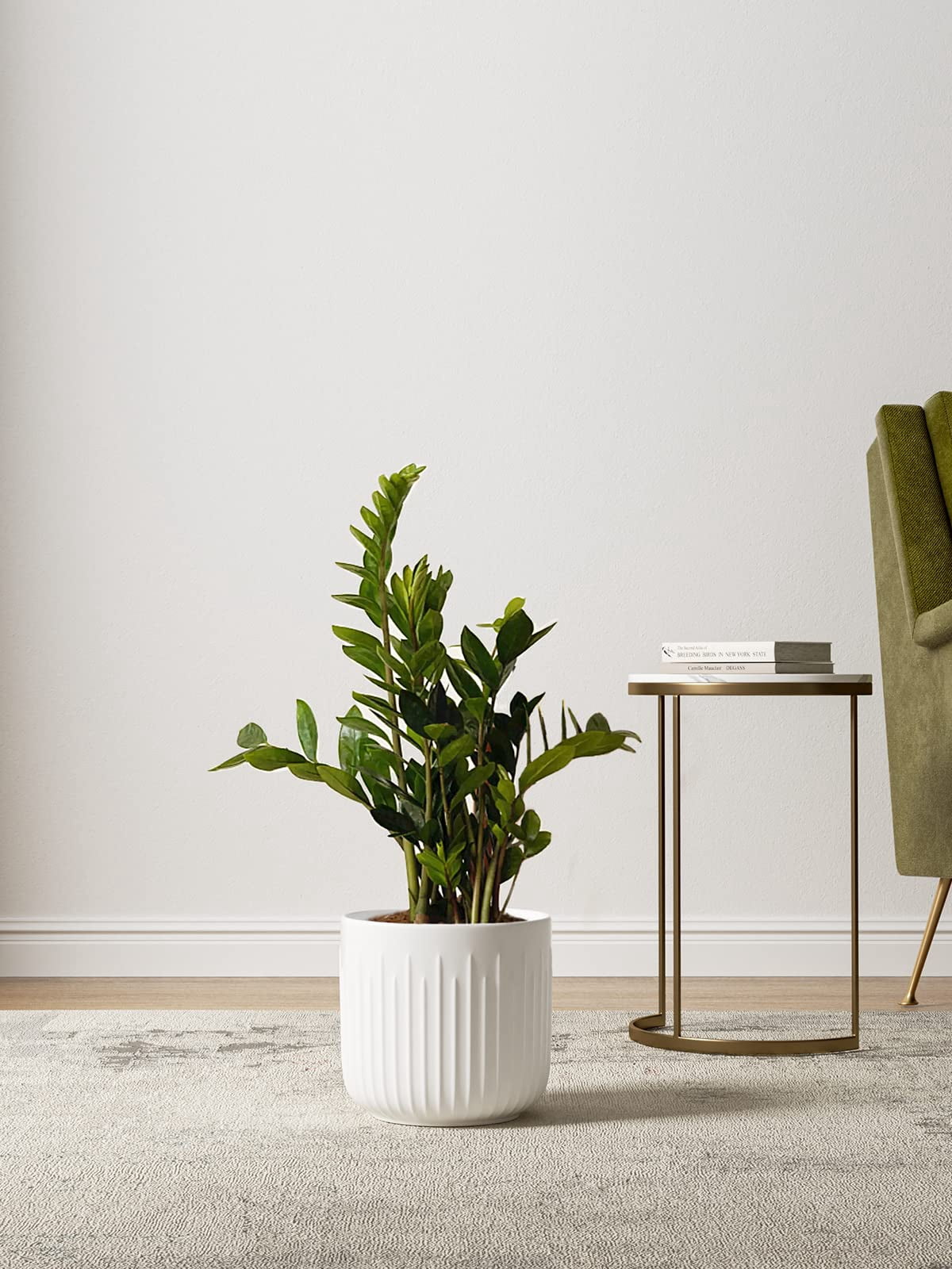 BEMAY 3-Pack Ceramic Plant Pots, 5.7", 6.9", 8.3" Sizes Indoor Planters, White Flower Pots with Drainage Holes