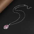 thumbnail image 5 of Pink Crystal Pendant Necklace S925 Sterling Silver Pink Diamond Gemstone Statement Necklace for Women Wedding Bride Jewelry Gift for Wife Mom, 5 of 6