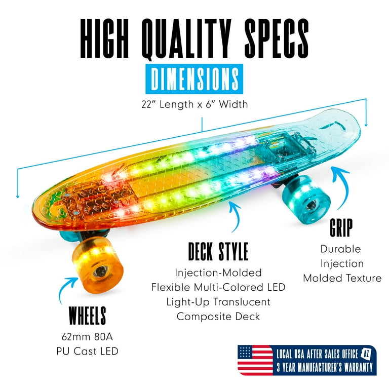 Madd Gear Light-up Skateboard Retro Mini Cruiser 62mm Wheels Madd Gear Light-up Skateboard Retro Mini Cruiser 62mm Wheels