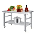 thumbnail image 1 of Table Pliante en Acier Inoxydable, 36 X 24 Po, Table de Travail Commerciale avec Roulettes Verrouillables et Tablette Inférieure, Poste de Travail Pliable à Deux Niveaux en Acier Inoxydable pour Cuisine, Restaurant, Garage, Camping, Extérieur, 1 of 7