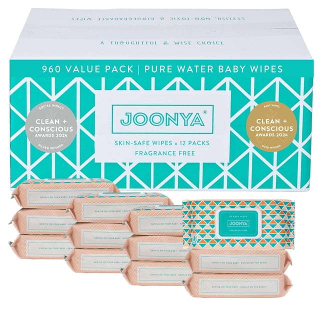 Toallitas para bebés JOONYA sin perfume a base de plantas 960 unidades