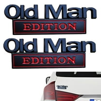 2 Pack Old Man Edition Car Emblem, 3D Sticker Badge, 2025 New Metal Nameplate Funny Bumper Decals for Car, Truck, SUV Side or Rear Tailgate Name Plate Sticker ,Black and red