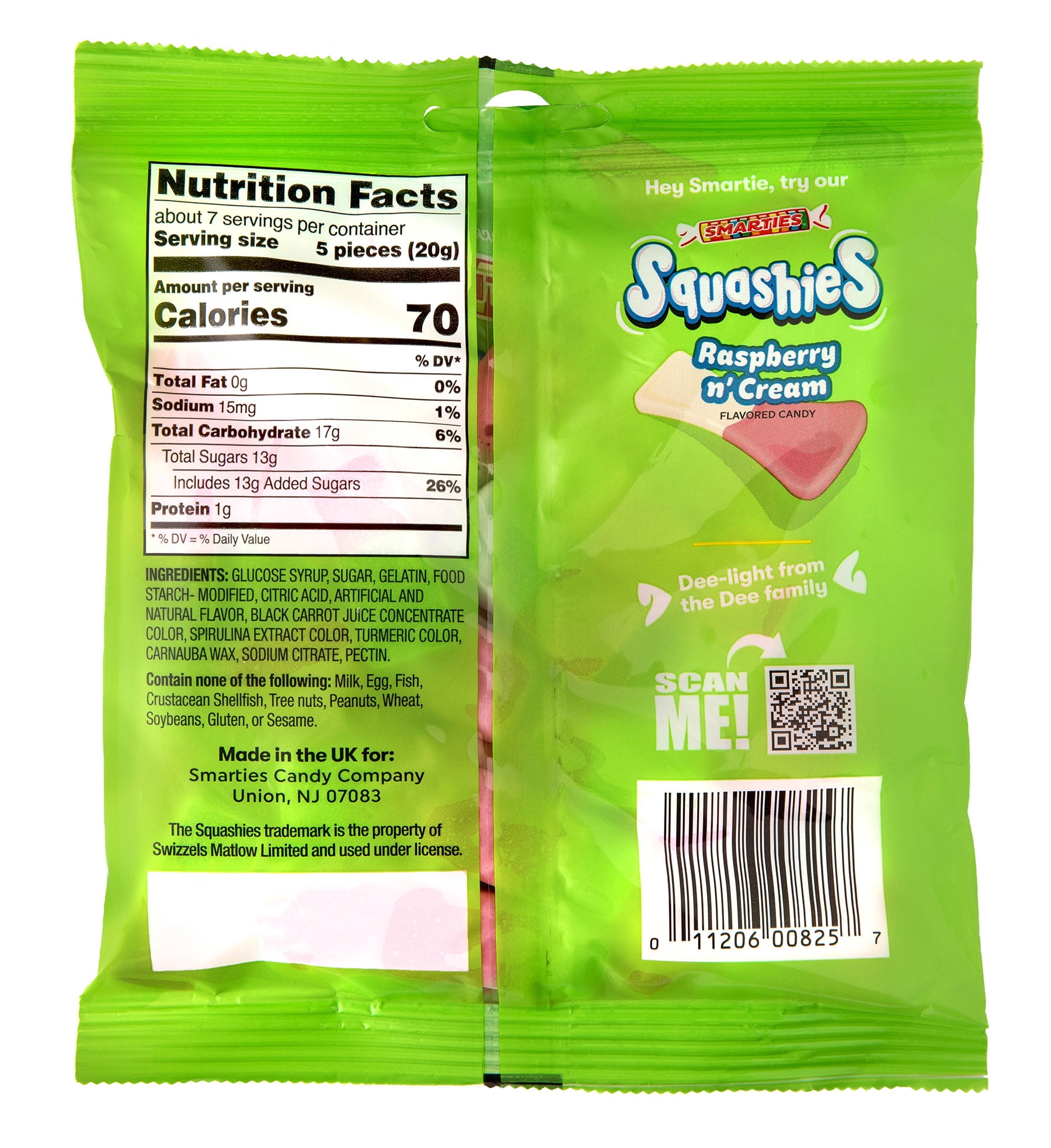 Smarties Squashies Sours Top Allergen Free Gummies in Cherry Apple Flavor